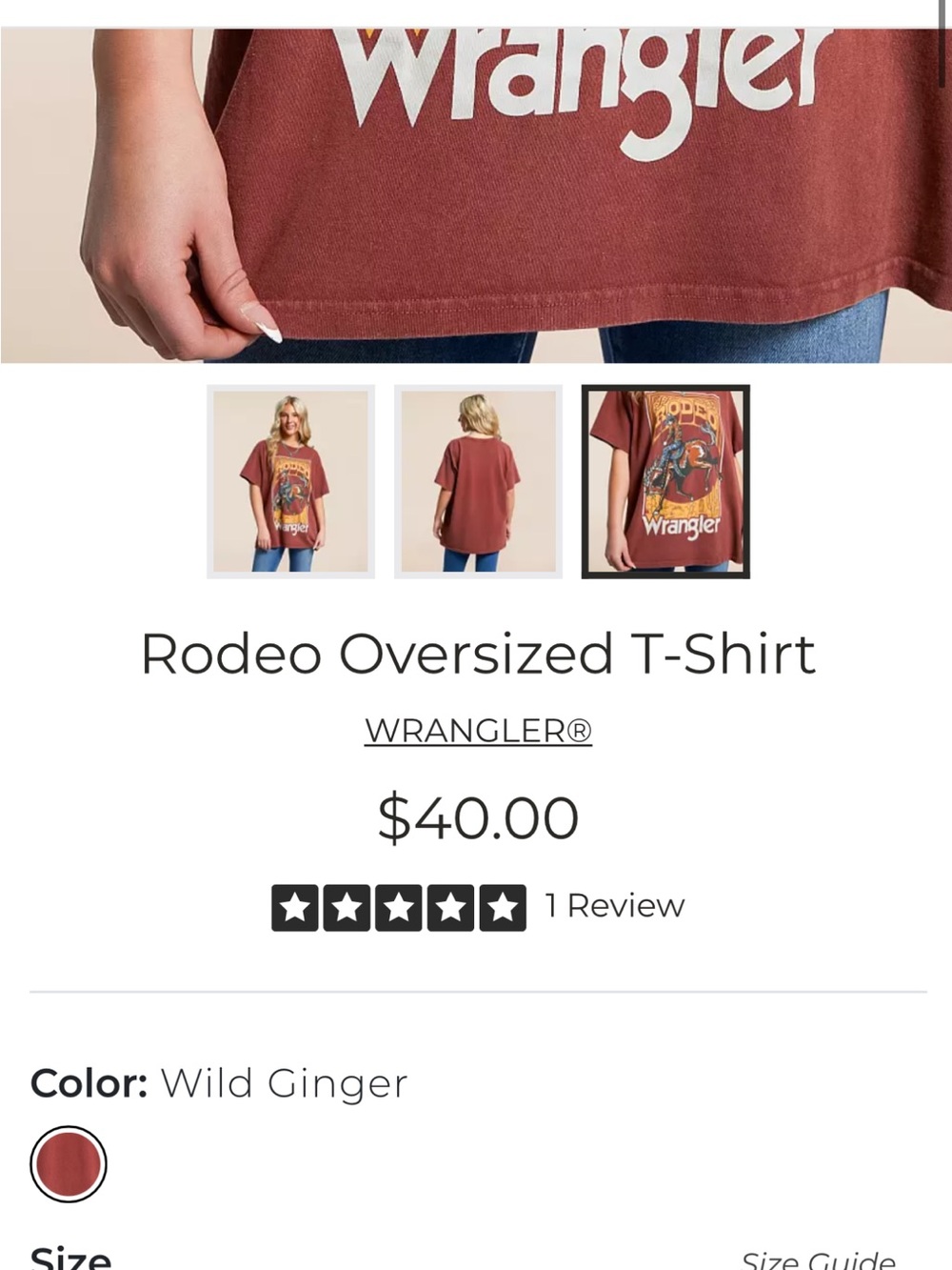 Wrangler Rust Rodeo Graphic Oversized Tee - Picture 7 of 11